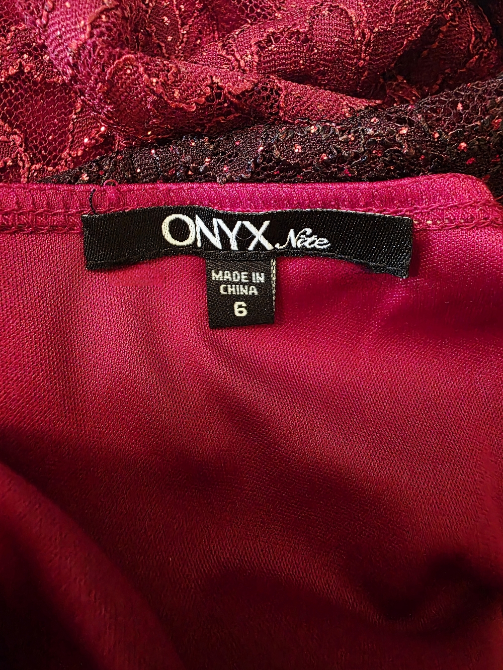 Onyx Nite Burgundy Lace Long Sleeve Sheath Dress - Picture 5 of 5
